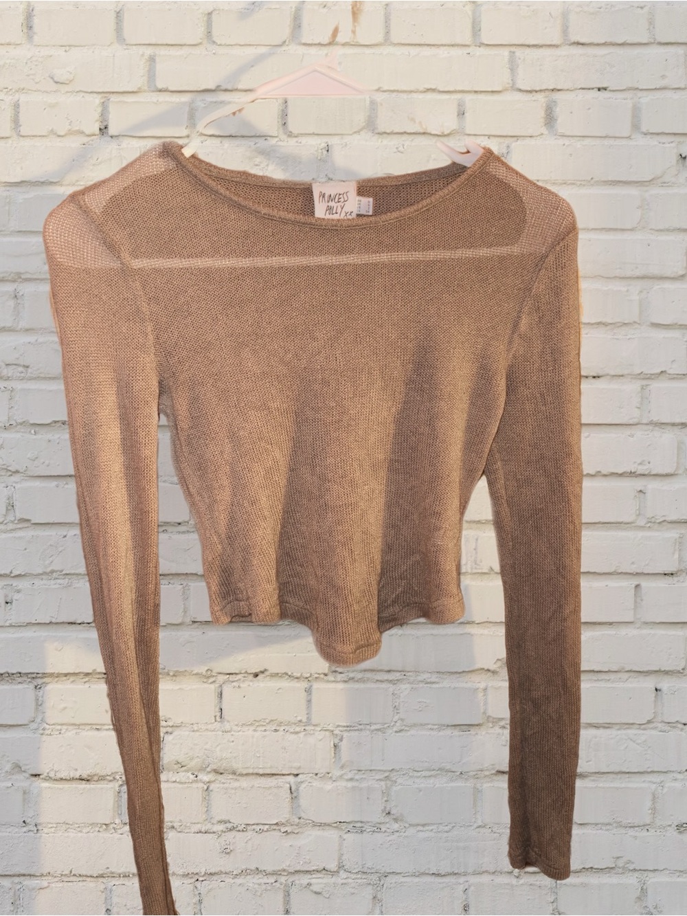 Princess Polly Sage Cropped Knit Long Sleeve